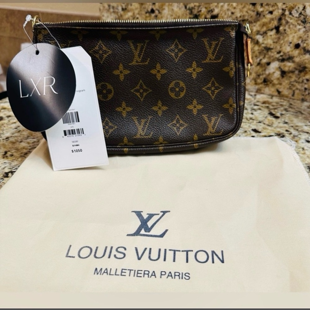 Louis Vuitton Brown and Gold Monogram Pouch